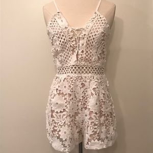 White/Nude FashionNova Romper